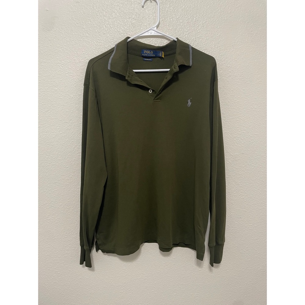 Polo Ralph Lauren Polo Mens L Olive Green Excellent Long Sleeve Classic Fit